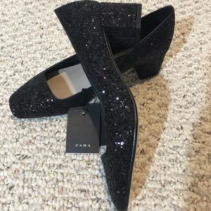 Zara basic collection Glitter Court Pumps EU38